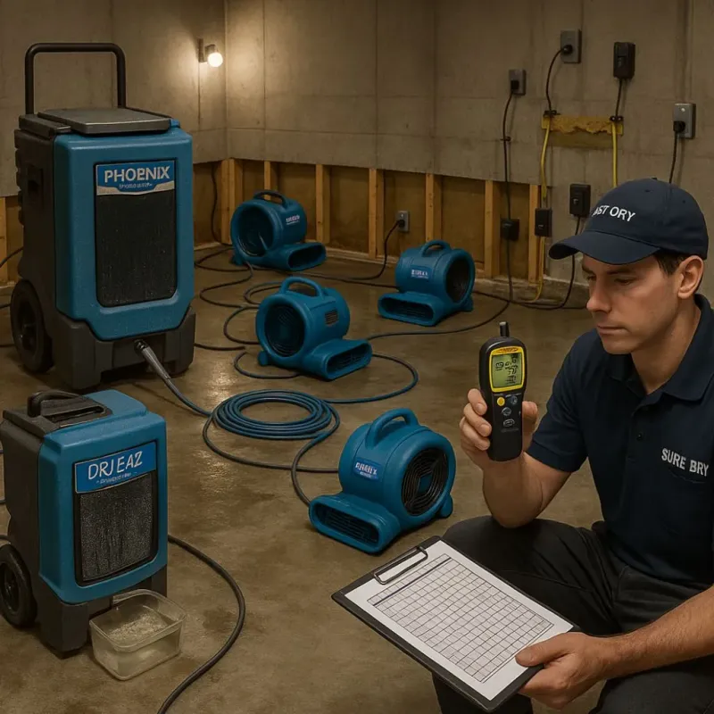 Structural Drying and Dehumidification process in Doylestown, PA